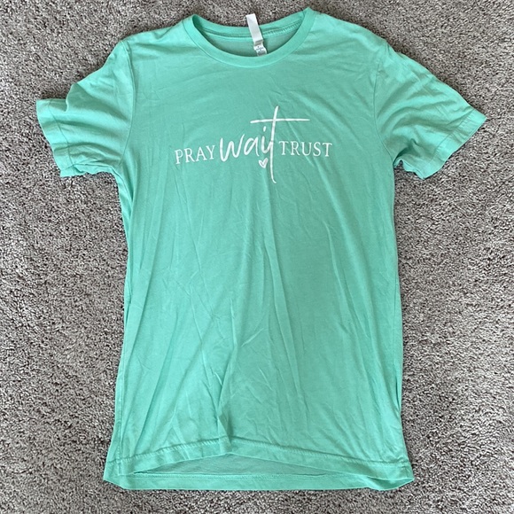 Bella+Canvas Pray Wait Trust Teal T-Shirt - Picture 3 of 10